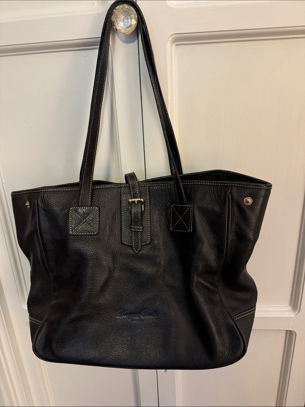 Rooney & Bourke Classic Black Leather Tote Bag - Designer Style